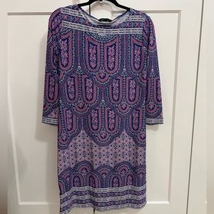 BCBG pink blue geometric dress